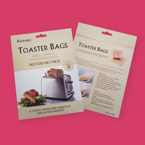 Reusable Toaster Bags. No Fuss - No Mess. A toasty Mess Free Snack In Just A Few Minutes